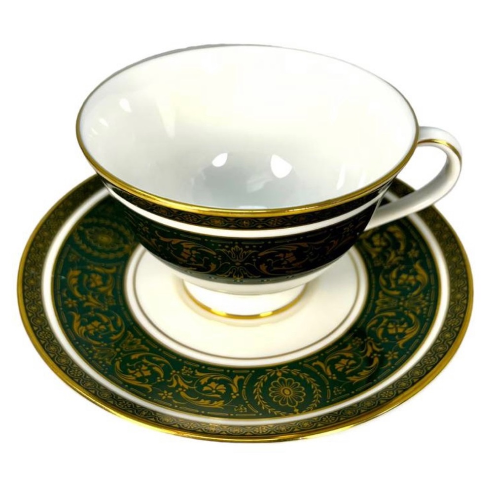 Vintage Vanborough Green by ROYAL DOULTON footed tea cup and saucer